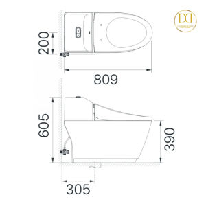 Kích thước bàn cầu 1 khối INAX AC-1032VN