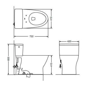 Kích thước bàn cầu 1 khối TOTO MS188VKT2