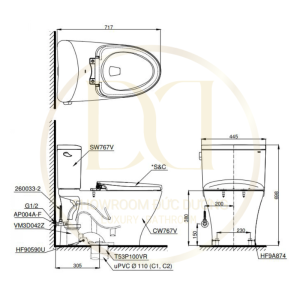 Kích thước bàn cầu TOTO CS767RE2