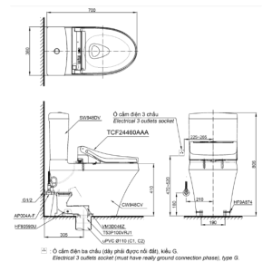 Kích thước bàn cầu TOTO CS948CDW15