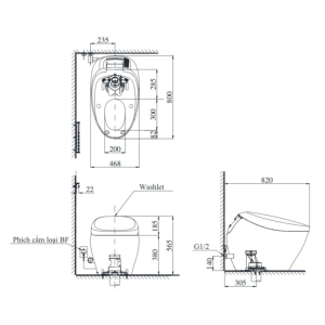 Kích thước bàn cầu TOTO Neorest CS900KVT