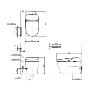 Kích thước bàn cầu TOTO Neorest CW992VA/TCF992WA