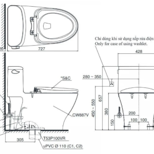 Kích thước bàn cầu TOTO CS769CDRW12