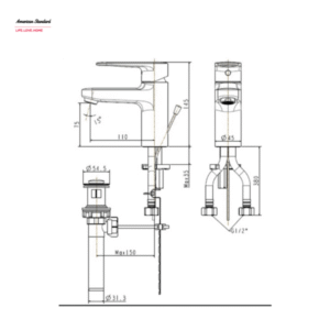 Thông số kỹ thuật của Vòi 1 lỗ Codie American Standard WF-B201