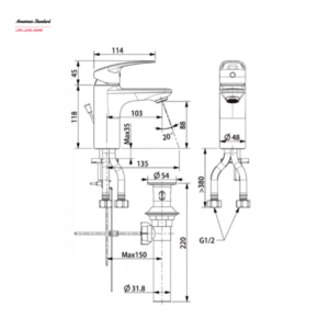 Thông số kỹ thuật của Vòi 1 lỗ American Standard WF-0901