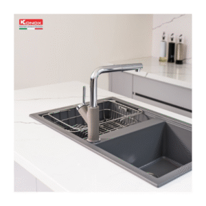 Lắp đặt Vòi rửa bát dây rút Konox Artan Grey