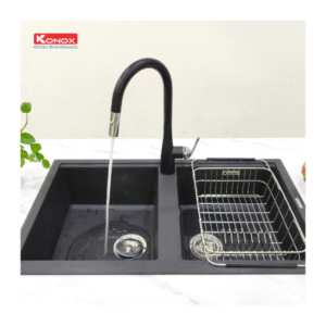 Lắp đặt Vòi rửa bát dây rút Konox Curva Black