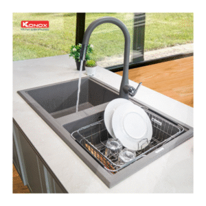 Lắp đặt Vòi rửa bát dây rút Konox Curva Grey